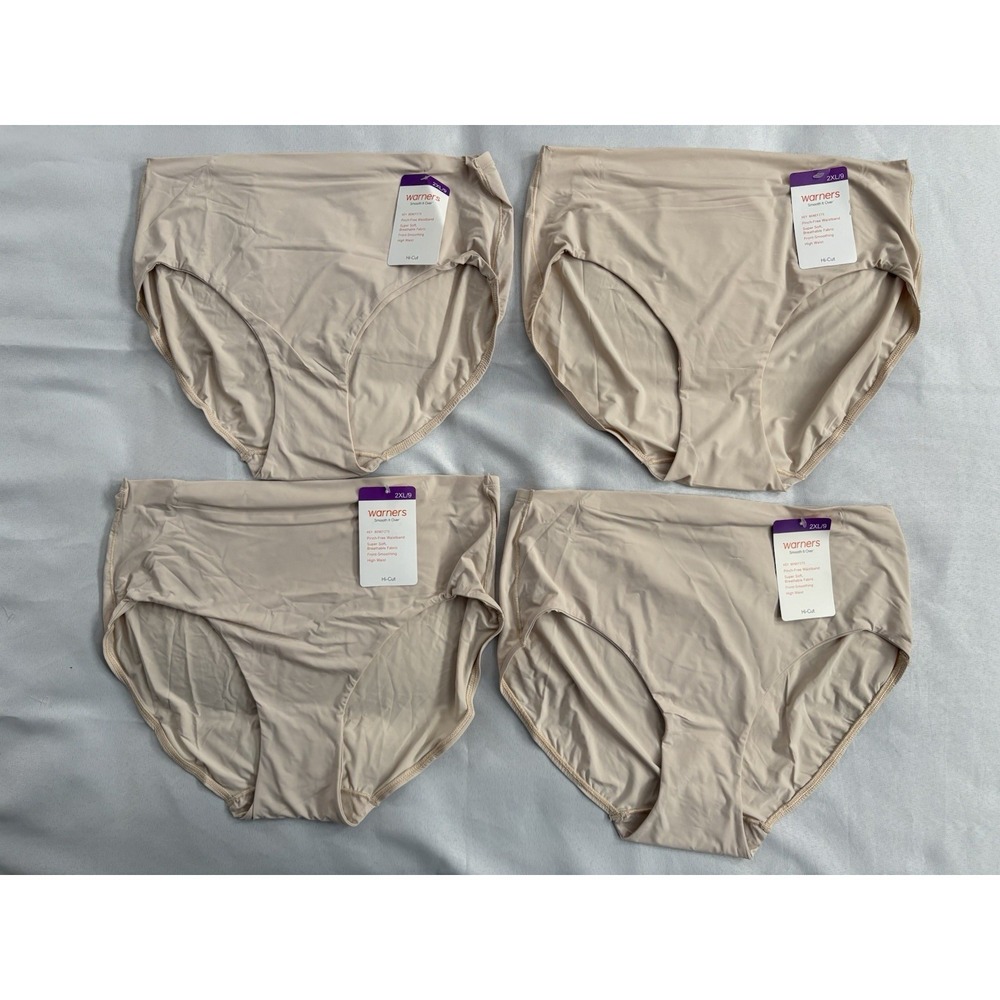 NEW Warners Smooth It Over Soft Pinch-Free Waistband Hi-cut Panty 2XLarge 4 Pair
